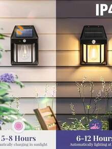 Luces Solares Comerciales de Pared para Uso Exterior, con Sensores de Movimiento y Control de Luz, con Tres Modos Adecuados para Patios, Exteriores, Porches, Terrazas y Entradas - Negro - Ver 4