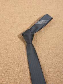 1条男士深灰色佩斯利提花领带 - 深灰色 - 查看 2