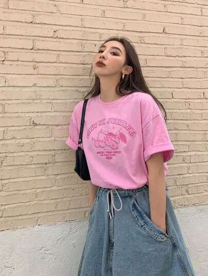 女士宽松休闲慵懒风T恤，夏季新品