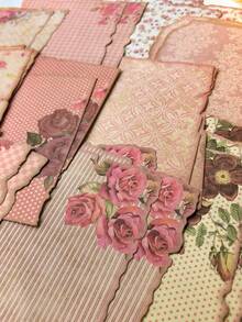 30pcs/Pack Vintage Rose Flower Asymmetrical Frame Decorative Paper, DIY Writable Decoration Material For Scrapbooking - Multicolor - View 7