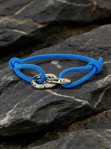 1条男士简约互扣编织绳手链，休闲尼龙绳手链，带互扣扣，防水耐用腕带，适合日常佩戴和送礼。 - 扣鎖手鍊 - 查看 5