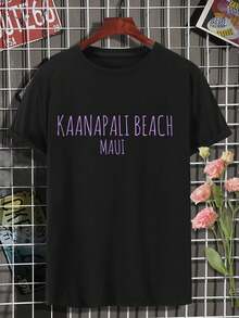 Women's Fashion Design T-Shirts Kaanapali Beach Maui Hawaii Vacation Destination Graphic Island Lifestyle Surfing Tee Summer Apparel Sunset Moana Style Women's Top For Travel Everyday Wear - 黑色 - 查看 2