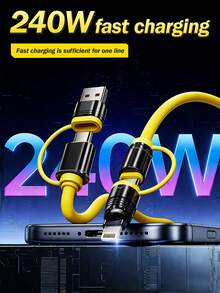 四合一 240W（最大）多功能快充线，USB A/Type-C 转 Lightning 数据线，硅胶充电线，通用充电线，兼容 /安卓/Type-C 设备，便携式充电器，通用充电适配器，兼容 17/16/15/14/13/12/11、S24/S23/S22/S21、G、Pixel 及其他 USB-C 设备，通用高效充电适配器 - 彩色 - 查看 5