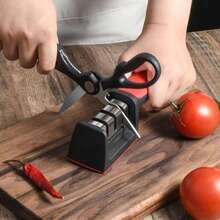 1pc Kitchen Knife Sharpener, Multi-Function 3-Stage Sharpening Stone, Manual Tungsten Steel Knife Sharpening Tool - Multicolor - View 11