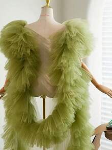 Khăn voan cô dâu kiểu Âu và Mỹ, phù hợp cho chủ nhà, váy dạ hội, có đuôi dài. - Màu xanh Bạc hà - Xem 3