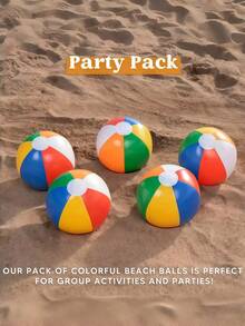 1pc 14-Inch Rainbow Inflatable Beach Ball, Suitable For Swimming Pool, Beach Party And Water Games - Multicolor - View 3
