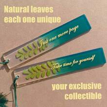 Bộ quà tặng gồm 1/2 chiếc bookmark hình lá cây thủ công làm bằng nhựa epoxy, thích hợp làm quà tặng ngày lễ. - Nhiều màu - Xem 4