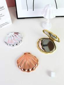 1pc Shell Shaped Double-Sided Portable Makeup Mirror, Foldable Mirror, Women Cosmetic Tool, High Definition Makeup Mirror - Multicolor - View 4