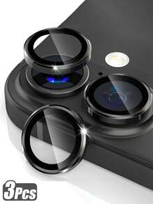 Bộ 3 miếng dán bảo vệ ống kính camera tương thích với iPhone 17/16 PRO MAX/16PRO/16 Plus /15 PRO MAX/15 PRO/14 PRO MAX/14 PRO/13 PRO MAX/13 PRO/12 PRO MAX/12 PRO, kính cường lực AR+AF, lớp phủ kim loại đơn chống trầy xước 9H, trong suốt độ nét cao - Màu đen - màu đen - Xem 22