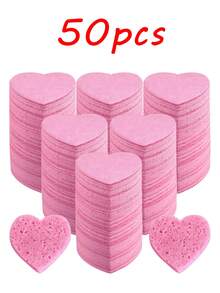 50 miếng bông rửa mặt nén, 100% cellulose tự nhiên, hình trái tim, tiện dụng, dùng để làm sạch da mặt, massage, tẩy tế bào chết, đắp mặt nạ, tẩy trang, thích hợp cho việc vệ sinh tại nhà và ngoài trời (50/20/10/5 miếng) - Hồng - Xem 10