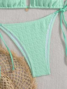 Bộ đồ bơi nữ kẻ sọc và gợn sóng xẻ tà, bikini gợi cảm, bikini phối màu thời trang cao cấp, bikini dự tiệc mùa xuân, bikini may đo tỉ mỉ, bộ bikini dây buộc cổ gợi cảm kiểu Âu Mỹ dành cho nữ, đồ bơi bán chạy cho kỳ nghỉ hè trên bãi biển. - Trái cây xanh - Xem 4