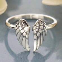 High Quality Hot  Creative Retro Wing Ring Fashion Personality Exaggerated Niche Open Jewelry Whole - 銀色 - 查看 3