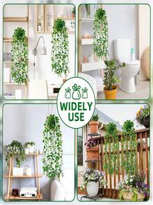 1/2/3pcs Artificial Hanging Plants, Faux Potted Eucalyptus Artificial Hanging Plants Suitable For Wall, Room, Home, Indoor, Outdoor, Shelf Decoration - Green - View 8