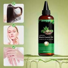 冷压牙买加黑蓖麻油 4 液体盎司 | 玻璃瓶 | 睫毛刷 | 100% 纯天然 | 优质基底油 | 适用于头发、睫毛和眉毛 | 头发和身体 - Castor oil - 查看 2