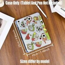 Cartoon Football Tri-Fold Pencil Slot Tablet Case, Retro Sports Style Tri-Fold. Compatible With Mainstream And Tablet Models: Covers Mini 4/5 (7.9 Inch), Mini 6 (8.3 Inch), 9.7 Inch, 10.2 Inch, 10.5 Inch, 10.9/11 Inch And 12.9/13 Inch Models; Also Fits 8.7 Inch, 10.4 Inch, 10.5 Inch, 11 Inch And 12.4 Inch - Multicolor - View 11