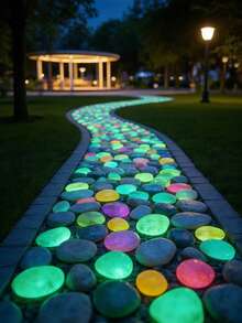 200/500/1000pcs Glow In The Dark Garden Pebbles, Colorful Luminous Stones, Suitable For Garden, Lawn, Yard, Home Outdoor Path, Corridor, Aquarium Decor, Great For Fish Tank, Walkway, Flower Bed, Potted Plants, Driveway DIY (Random Color & Style) - Multicolor - View 3