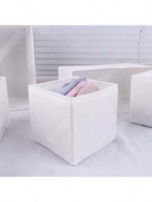1/3/6pcs Foldable Storage Boxes For Clothes Pants Socks Underwear Cosmetics Accessories Bedroom Closet Organizer Container Set Fabric Cube Bins Stackable Drawer Dividers Home Organization Solutions - White - View 15