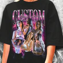 Personalized 90s Bootleg T-Shirt Custom Photo Collage Design Girlfriend T Shirt Personalised Vintage Tshirt 90s Bootleg - 黑色 - 查看 1