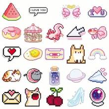 50pcs/Pack Transparent Pixel Retro Aesthetic Cute Mysterious INS Vintage Romantic Aesthetic Stickers, Adorable Cartoon Interesting Aesthetic Label Stickers For Scrapbooking, Self-Adhesive Stationery, Cards, Envelopes, Guitars, Instruments Decoration, Gifts For Teenagers, Parties, Rewards, Motivation, New Year, Winter, Christmas, Halloween Decor - 多色的 - 查看 2