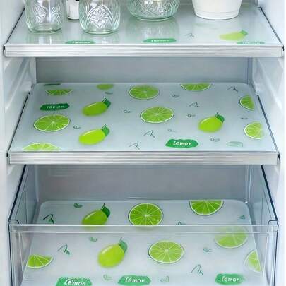 Bộ 4 tấm lót tủ lạnh chống thấm nước - Chống ẩm, chống trơn trượt, có thể giặt và tái sử dụng. Được làm từ chất liệu EVA với họa tiết vân chanh độc đáo. Thích hợp cho tủ lạnh và trang trí nhà bếp. Cũng có thể được sử dụng làm tấm lót tủ lạnh, lót ngăn kéo/tủ, kệ, khăn trải bàn, tủ giày và tấm phủ đồ nội thất. Đồ dùng gia đình, đồ dùng nhà bếp và vật liệu thủ công DIY.