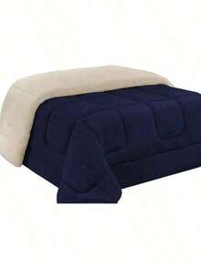 Sherpa Comforter With Blanket/Fitting Set, Queen Size, Thick, Assorted Colors, 2.40cm X 2.20cm - 藏蓝色 - 查看 5