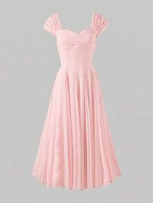 Vestido largo de verano elegante y casual para mujer, vestido plisado romántico para boda, fiesta y ocasiones, color rosa - Rosa - Ver 7