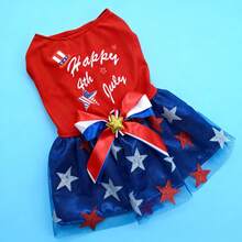 1 bộ váy thú cưng mới, trang phục lưới cổ điển cho mèo và chó nhân dịp ngày Quốc khánh 4 tháng 7. - Nhiều màu - Xem 11