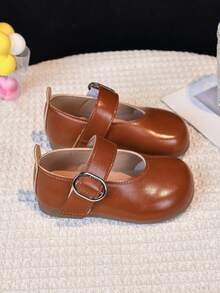 1双女童平底鞋，2026新款复古玛丽珍鞋，时尚百搭低帮皮鞋，适合春秋季穿着 - 棕色 - 查看 3