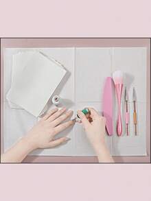 1包一次性防水防污美甲桌垫，清洁工具，睫毛嫁接纸 - 白色 - 查看 7