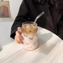 1-2-4pcs Set Large Capacity Glass Coffee Cups, Creative Wavy Glass Cups, Reusable Cloud-Shaped Coffee Cups Suitable For Milk, Iced Coffee, Milk Tea, Hot & Cold Drinks, With Glass Straws, Suitable For Winter, Summer And Travel - Transparent - View 10