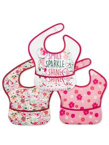 3pcs/Set Baby Waterproof Bibs, Essential For Feeding And Mealtime - Flower Glow - View 1