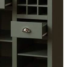 Kitchen Furniture (120 X 45 X 188 Cm), Tall Cabinets, Sideboards, Kitchen Units With Glass Doors And LED Lighting, Sideboard With Wine Rack, Adjustable Shelves, Green - Olive Green - View 10