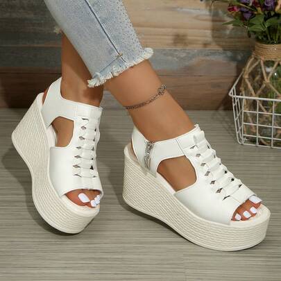 Sandal đế xuồng cao cấp màu trơn dành cho nữ, thích hợp cho các hoạt động ngoài trời, dự tiệc, công sở, bãi biển, đám cưới, kỳ nghỉ hè.