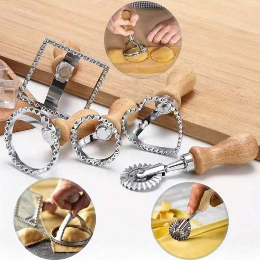 Bộ 5/4/3 khuôn làm bánh quy bằng thép không gỉ, dụng cụ làm mì ống, khuôn cắt bánh quy, khuôn cắt pizza hình vuông, tròn, hình trái tim, dụng cụ nhà bếp làm bánh và mì ống, phụ kiện nhà bếp, nguyên liệu, dụng cụ cắt chính xác, khuôn làm bánh bao, dụng cụ đầu bếp chuyên nghiệp - Nhiều màu - Xem 1