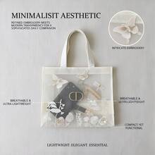 Christian Dior Butterfly Embroidered Versatile Shoulder Tote Bag For Women, Chic Minimalist High-End Handbag, Elegant Butterfly Pattern Luxury Daily Purse - 白色 - 查看 2