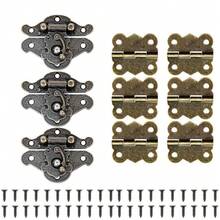 6个复古小盒子铰链和3套仿古右钩搭扣，木制首饰盒搭扣，橱柜盒装饰 - 多色 - 查看 10