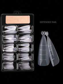 100pcs/Box Dual-Color Nail Extension Mold Set, Nail Salon DIY Home Use Fake Nail Art Sticker Design Supplies (Pointed Dual-Color Mold Set) - Multicolor - View 7