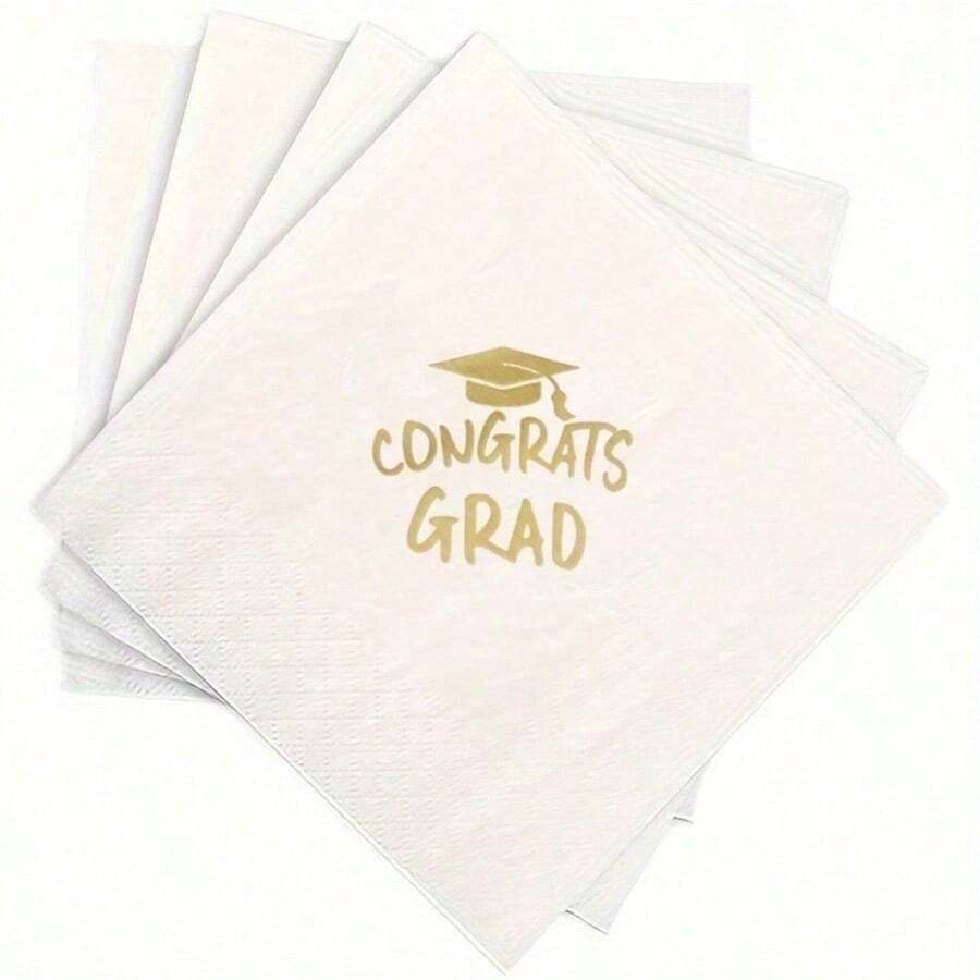 50pcs/Bag 2026 Graduation Season Disposable Napkins CONGRATS GRAD Party Decoration Party Desktop Decoration - Xem 1