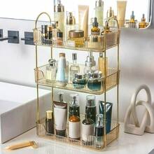 Bathroom Countertop Storage Rack, Dressing Table Countertop Storage Tray, Bathroom Countertop Tray Storage Rack, Plastic Tray Rack, Can Place Perfume, Cosmetics, Skin Care Products (Transparent White) - White - View 4
