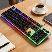 Wired Keyboard And Mouse Set, LED Backlit Silent Keyboard With Ergonomic Mouse, USB Plug And Play, Suitable For Home Office, Work, Gaming, Compatible With PC And Laptop - 查看 7