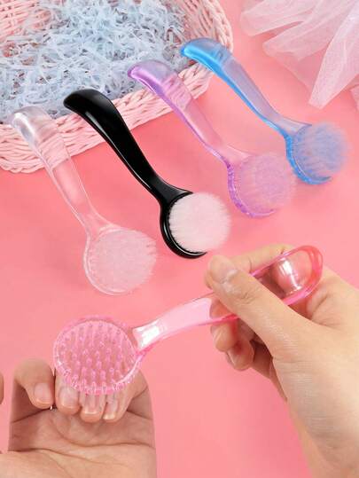 Round Head Nail Brush With Cover, Nail Cleaning Brush With Handle, Acrylic Round Head Nail Brush, Long Handle Nail Dust Cleaning Brush, Nail Tool Cleaning Brush, Powder Cleaning Nail Brush, For Cleaning Nails, Toe Nail Cleaning Brush, Nail Tools, Plastic Nail Cleaning Brush Tool Set For Removing Soft Nail And Foot Dust
