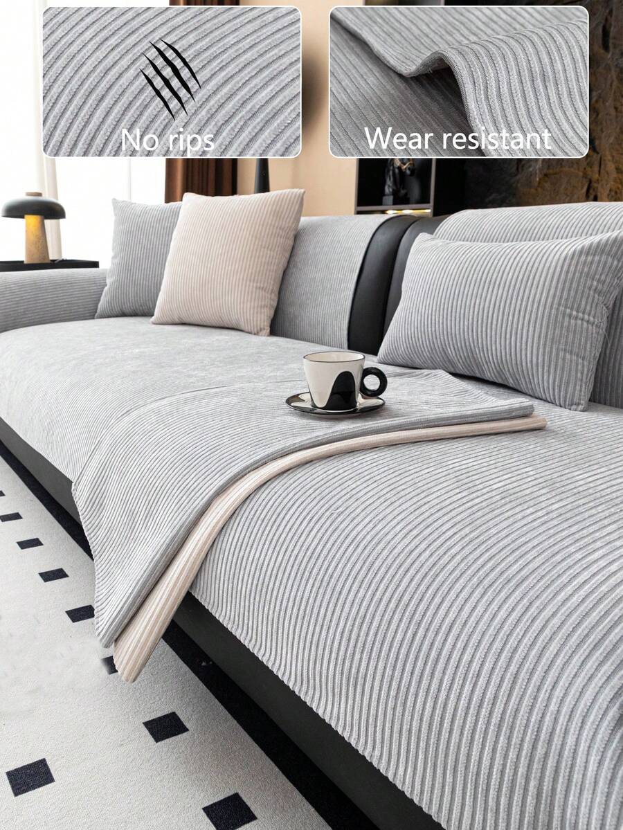 1 pieza Funda de cojín de sofá de chenilla cómoda, protector de asiento de sofá universal para todas las estaciones, almohadilla de sofá minimalista moderna antideslizante, a prueba de polvo y fácil de limpiar, suave y resistente a la decoloración, apta para mascotas, adecuada para dormitorio, oficina, sala de estar, sofá en forma de L y sofá de 1/2/3/4 plazas