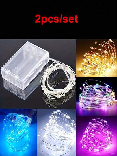 2 包 3 节 AA 电池供电铜线灯串，适用于婚礼、生日、周年纪念日、圣诞节和感恩节装饰