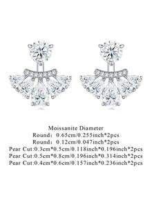 Bông tai Moissanite bạc 925, không gây dị ứng, thiết kế tối giản sang trọng, chống oxy hóa, đa năng, quà tặng cho Ngày Valentine, Ngày của Mẹ, đám cưới, lễ đính hôn, sinh nhật, kèm hộp quà và giấy chứng nhận. - Bạc - Xem 3