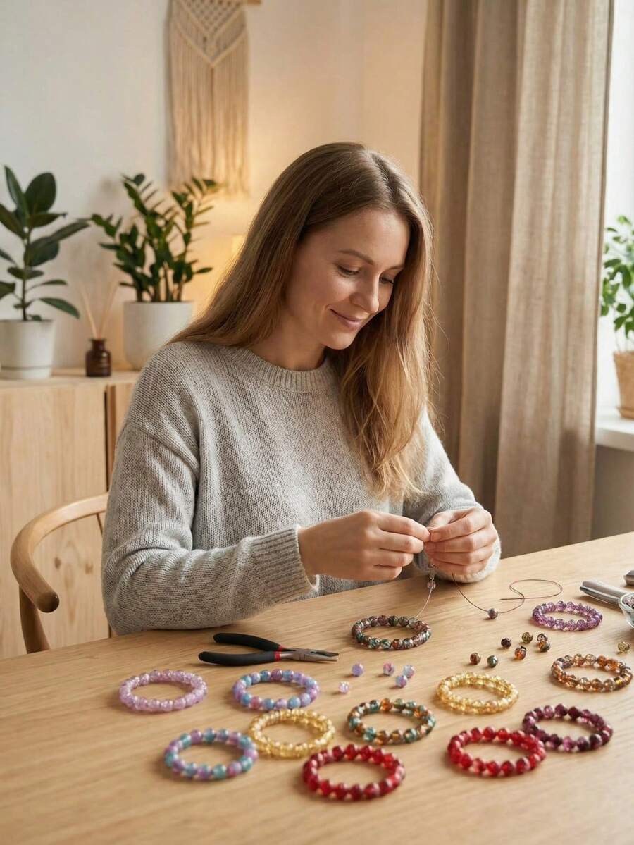 25pcs/Pack Multi-Color Round Glass Beads, DIY Jewelry Making Materials, Bracelet Accessories - Multicolor - View 1