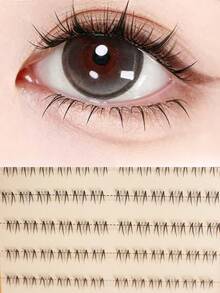 Nối mi - Tự làm mi giả dày dặn, mi giả dạng chùm cho mi dưới, cong tự nhiên hình chữ D, mi giả tái sử dụng, thân thiện với người mới bắt đầu và vô hình. - Xem 3