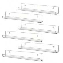 1 pezzo di mensola da parete in acrilico trasparente, mensola galleggiante in acrilico, libreria in acrilico, mensola da parete per il soggiorno, per il bagno e la decorazione della parete - Bianco - Visualizzare 4