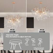 Modern Luxury K9 Crystal Tree Branch Chandelier, 18-49" Large Gold Linear Island Lighting, 7-14 Light Artisan Branching Pendant Light For Dining Room, Living Room, Foyer - Retro - View 9