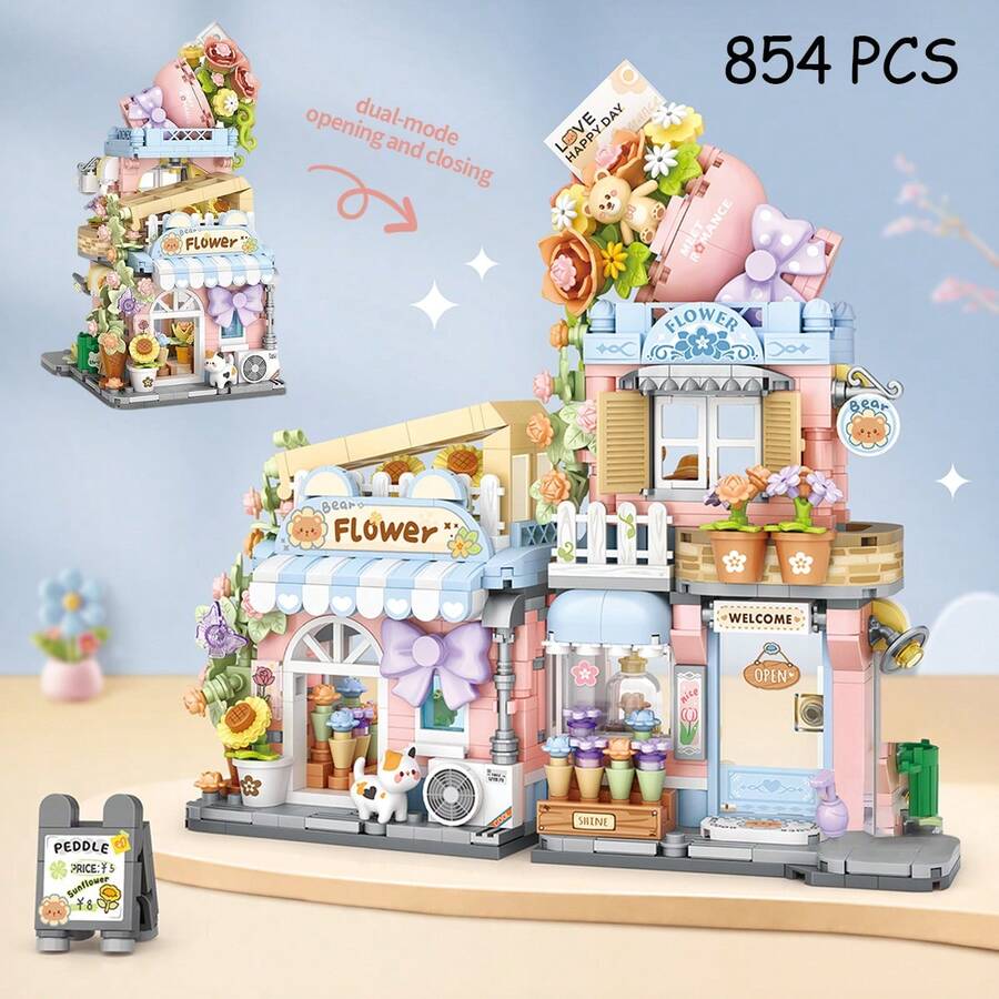 城市街景商店积木套装，鲷鱼烧店迷你积木，MOC创意拼搭玩具，仿真建筑拼装收藏玩具，微型积木玩具，家居装饰，成人礼物，850+块