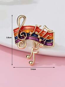 1枚儿童时尚优雅珐琅音符和高音谱号图案胸针，适合日常佩戴、送礼、节日佩戴 - 彩色 - 查看 5